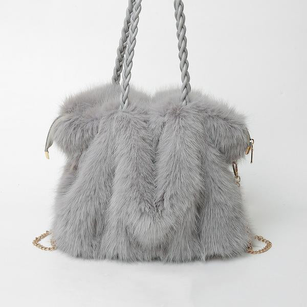 Women's Plush Velvet Shoulder Tote Bag – Soft, Luxurious Carryall