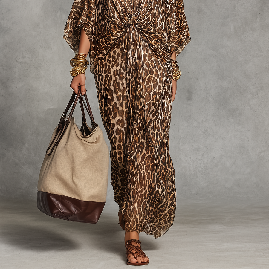 Women's Luxe Leopard-Print Twist-Front Maxi Dress