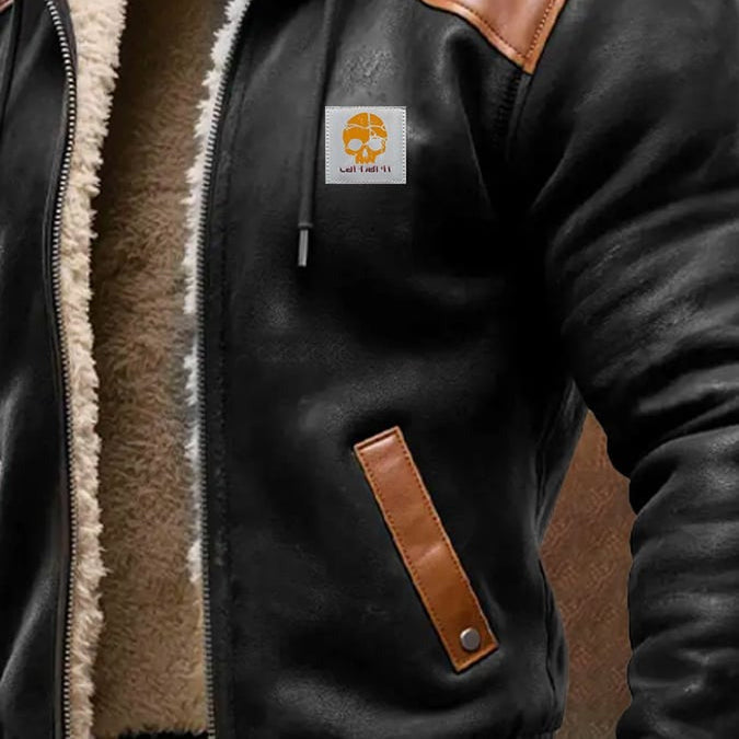 Men's Warm vintage faux leather jacket