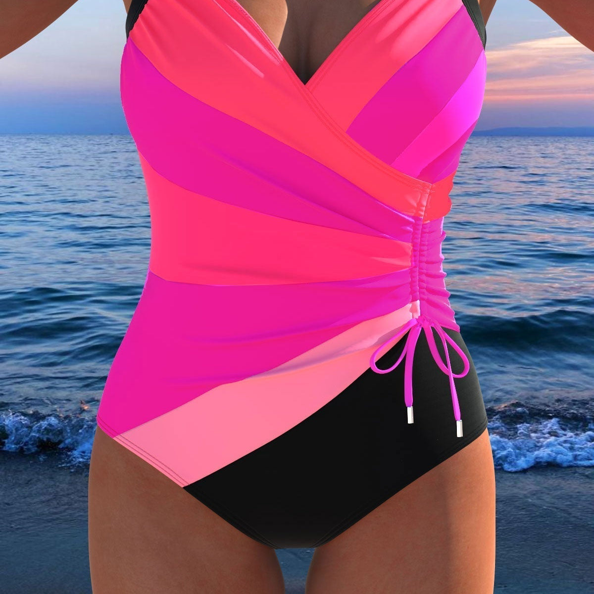 Wrap One Piece Swimsuit | Colorful Luxury Fit