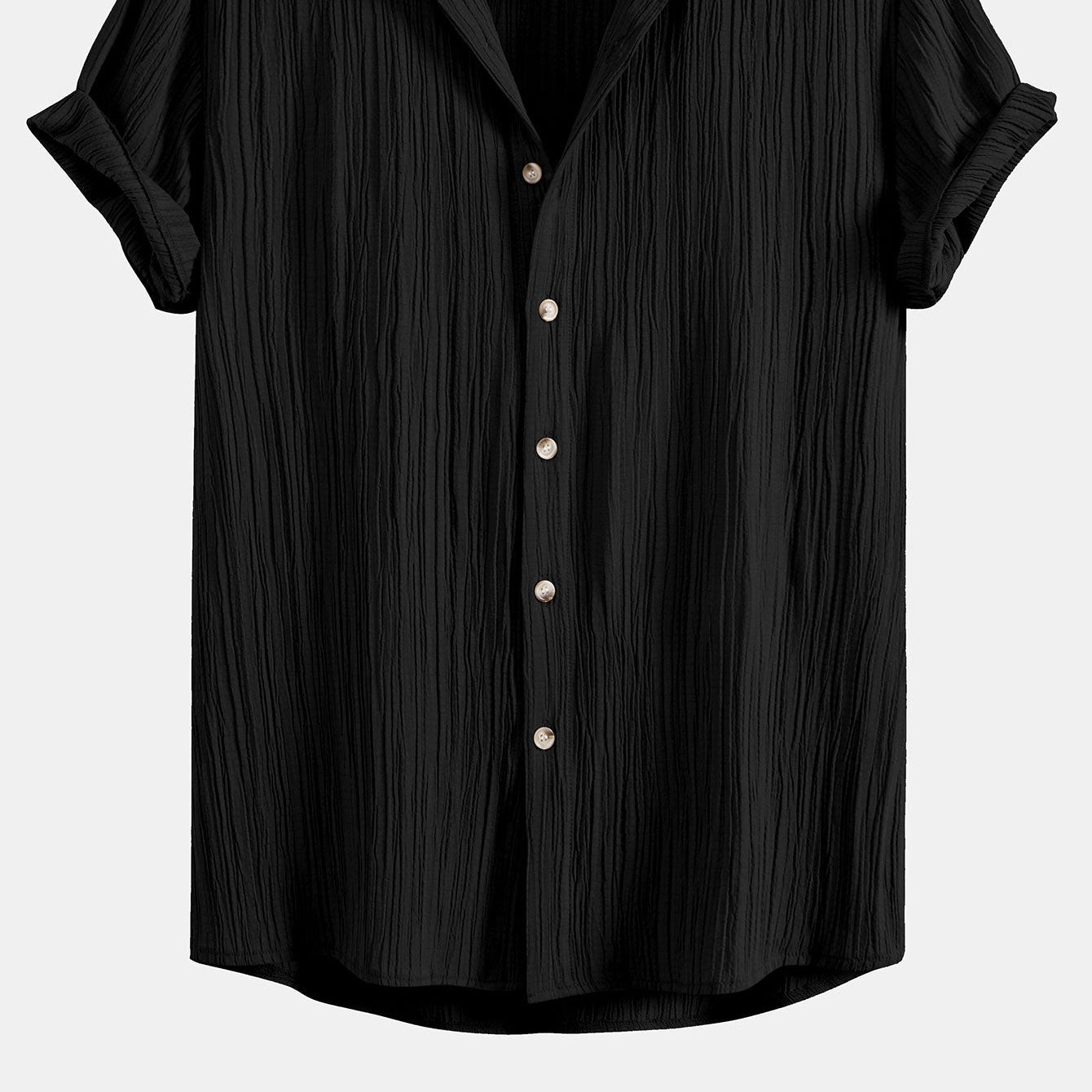 Men's Textured Button-Up Shirt with a Wrinkled Finish