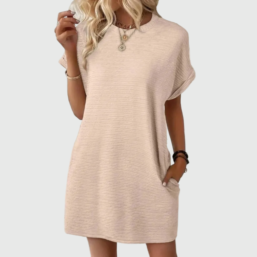 Women's Effortless Casual Minimalist Round-Neck Summer Mini Dress