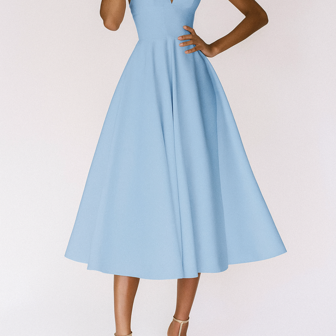 Women's Strappy Midi Dress for Wedding Guests - Elegant & Chic