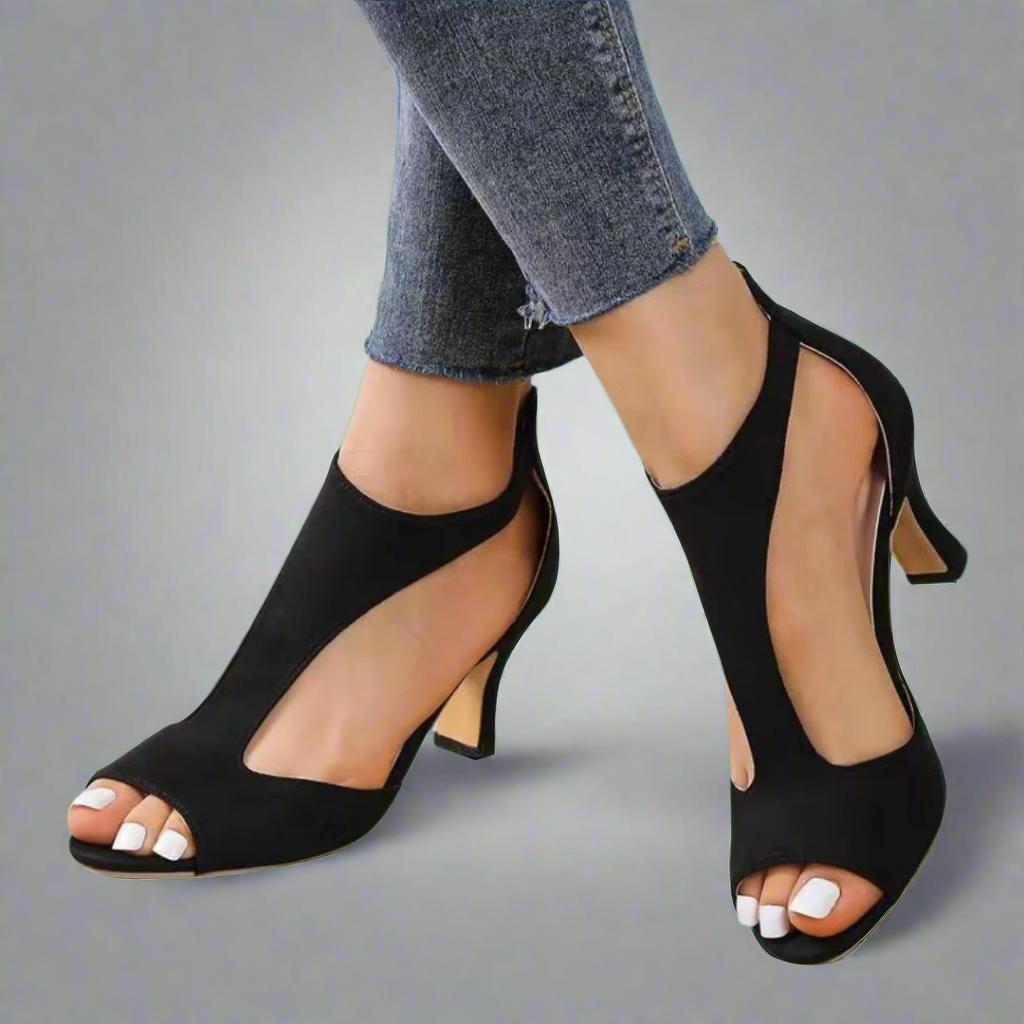 Women's Luxe Stiletto Sandals with Zipper Closure