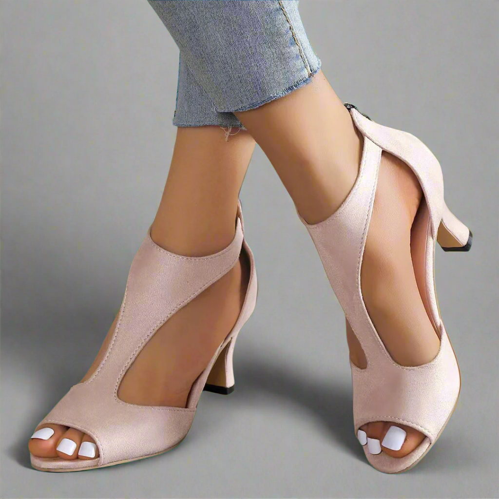 Women's Luxe Stiletto Sandals with Zipper Closure