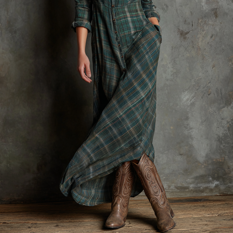 Women's Chic Striped Maxi Dress with Lapels – Effortless Style for
