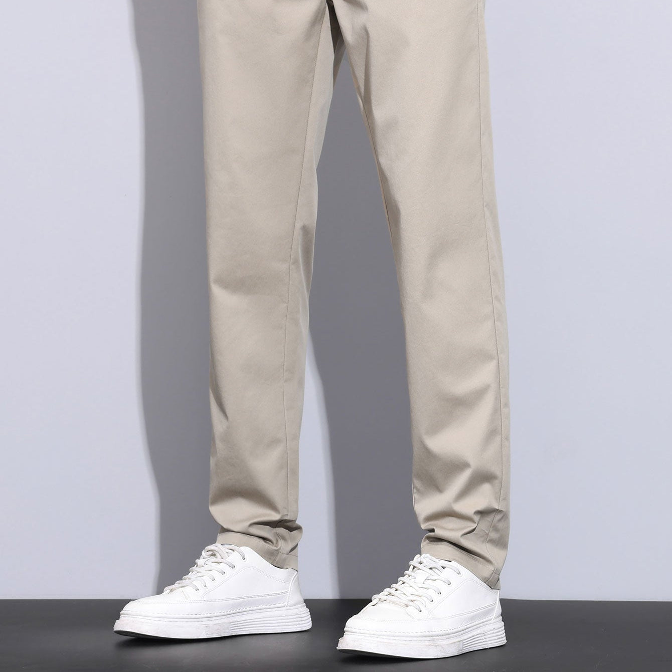Men's Fit Elastic-Waist Straight-Leg Trousers
