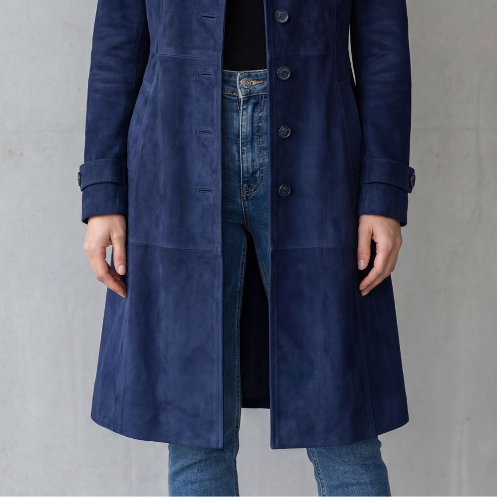 Women's Vintage Suede-Finish Longline Coat
