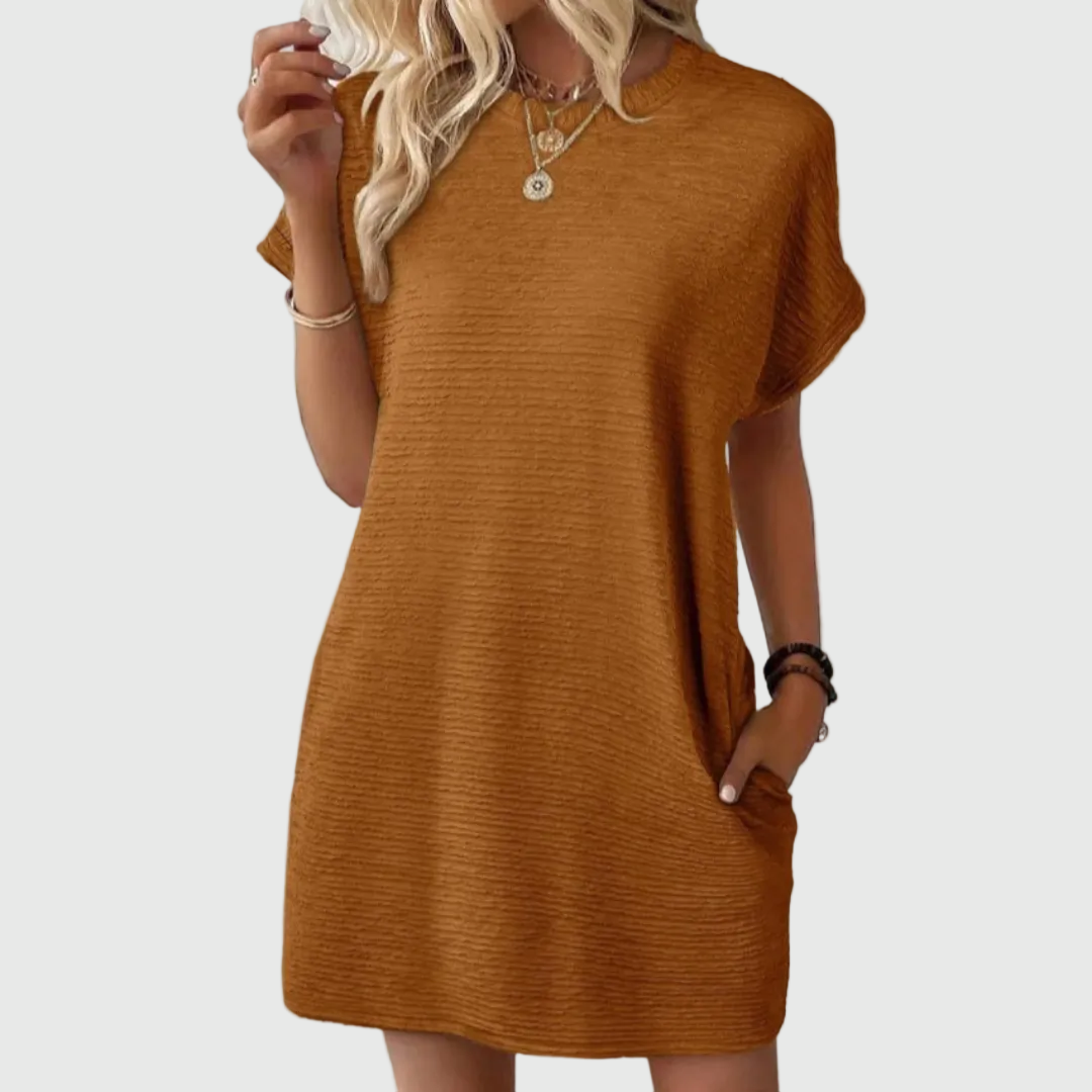 Women's Effortless Casual Minimalist Round-Neck Summer Mini Dress