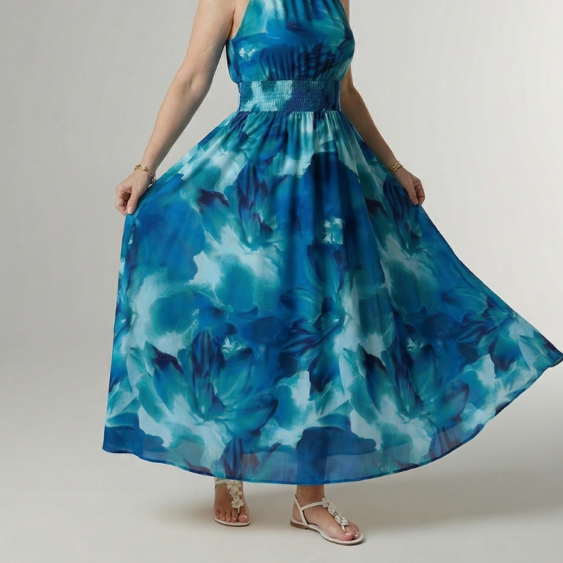 Sylin | Gathered Halter Midi Dress