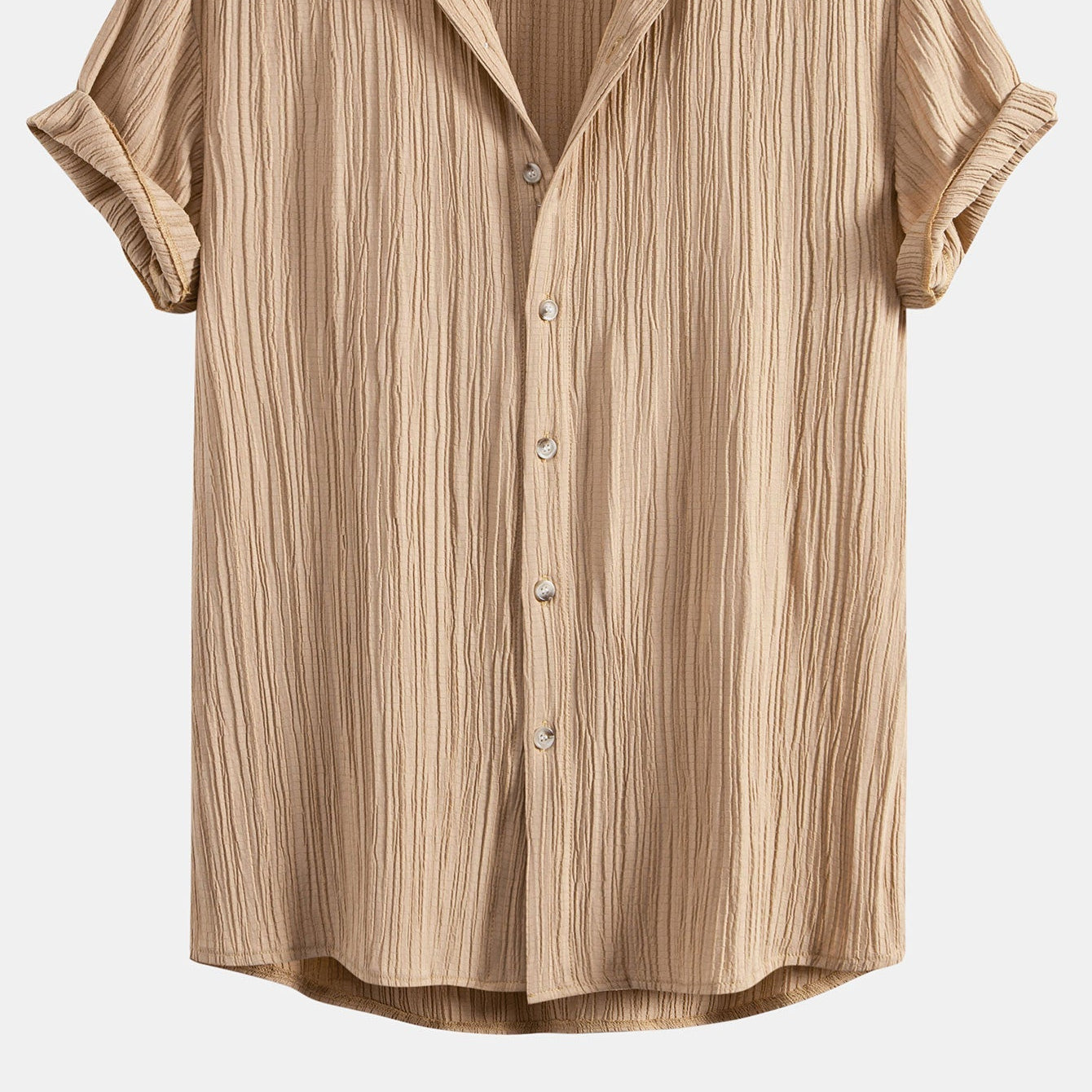 Men's Textured Button-Up Shirt with a Wrinkled Finish