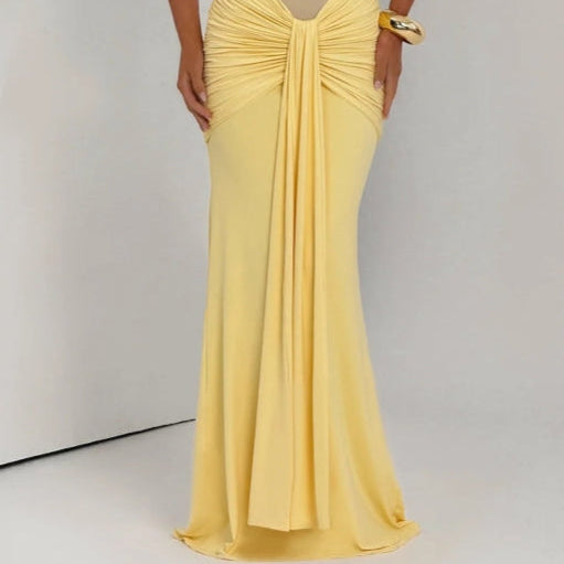 Women's Elegant Strapless Lace-up Maxi Dress for a Stunning Look