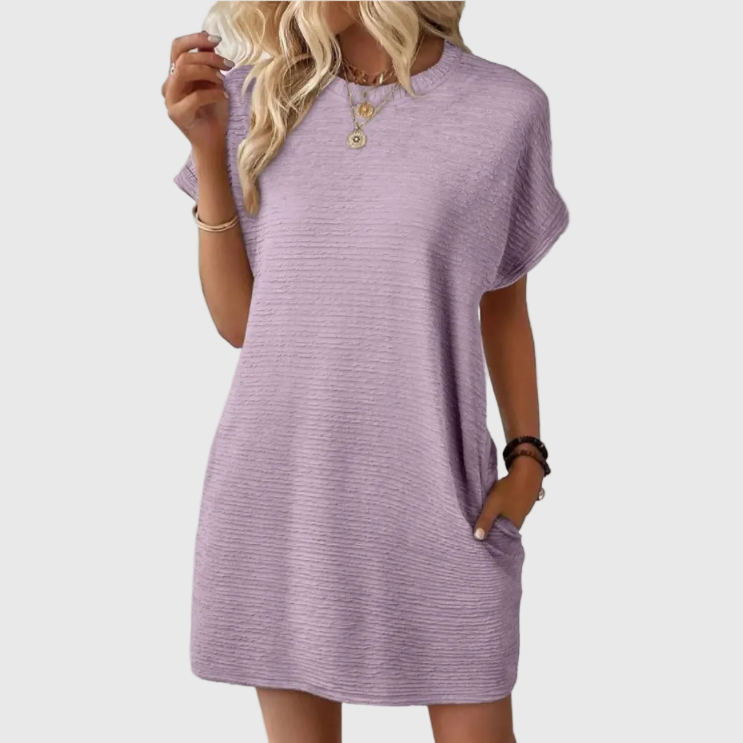 Women's Effortless Casual Minimalist Round-Neck Summer Mini Dress