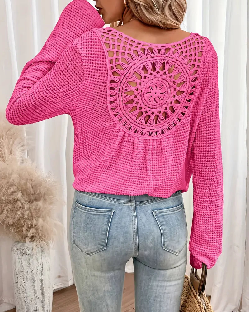 Chic Knit Sweater with a Distinctive Back Design