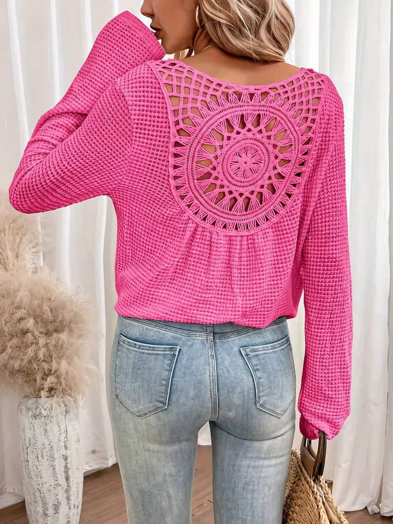 Chic Knit Sweater with a Distinctive Back Design