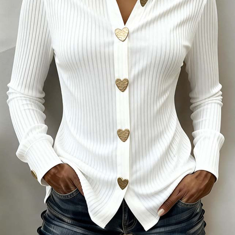 Women's Shaped Button-Up Shirt - Romantic and Playful