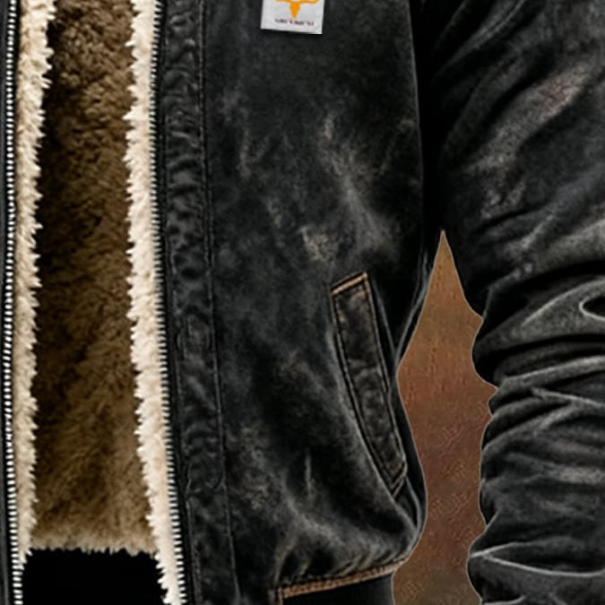 Men's Vintage jacket with warm Sherpa lining
