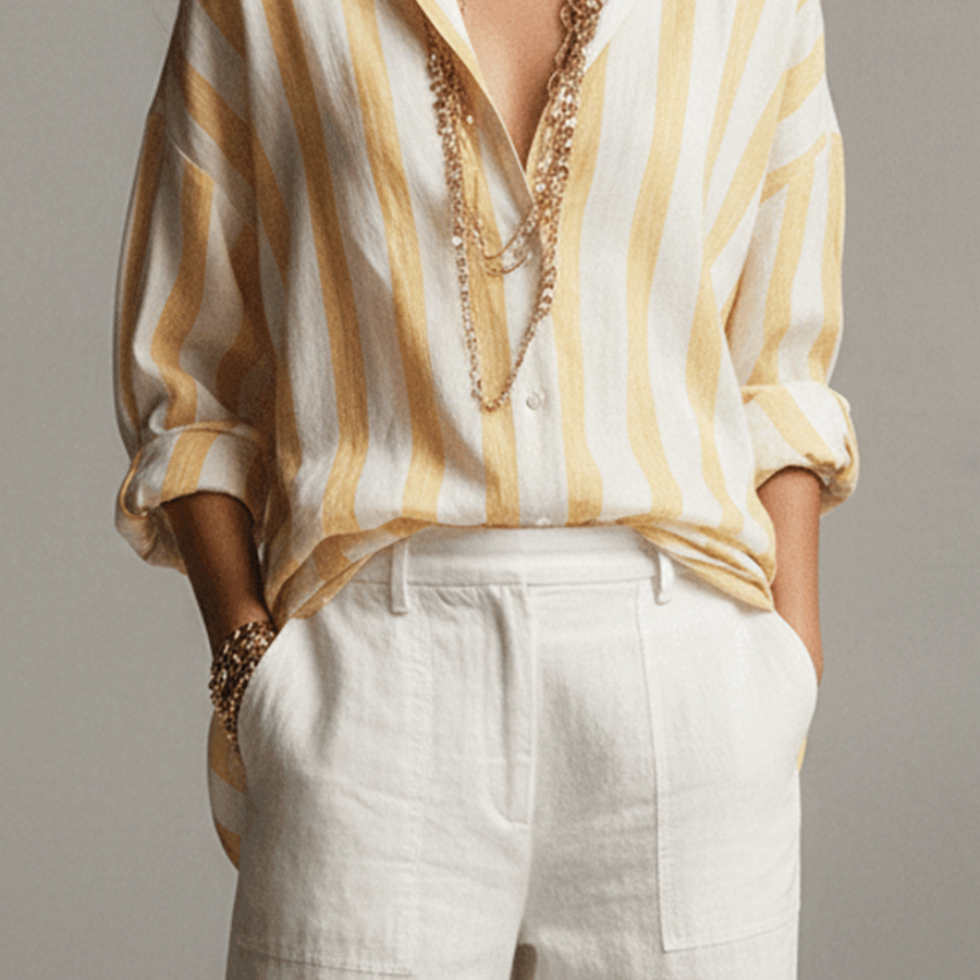 Women's Casual Striped Long-Sleeve Shirt for Everyday Wear