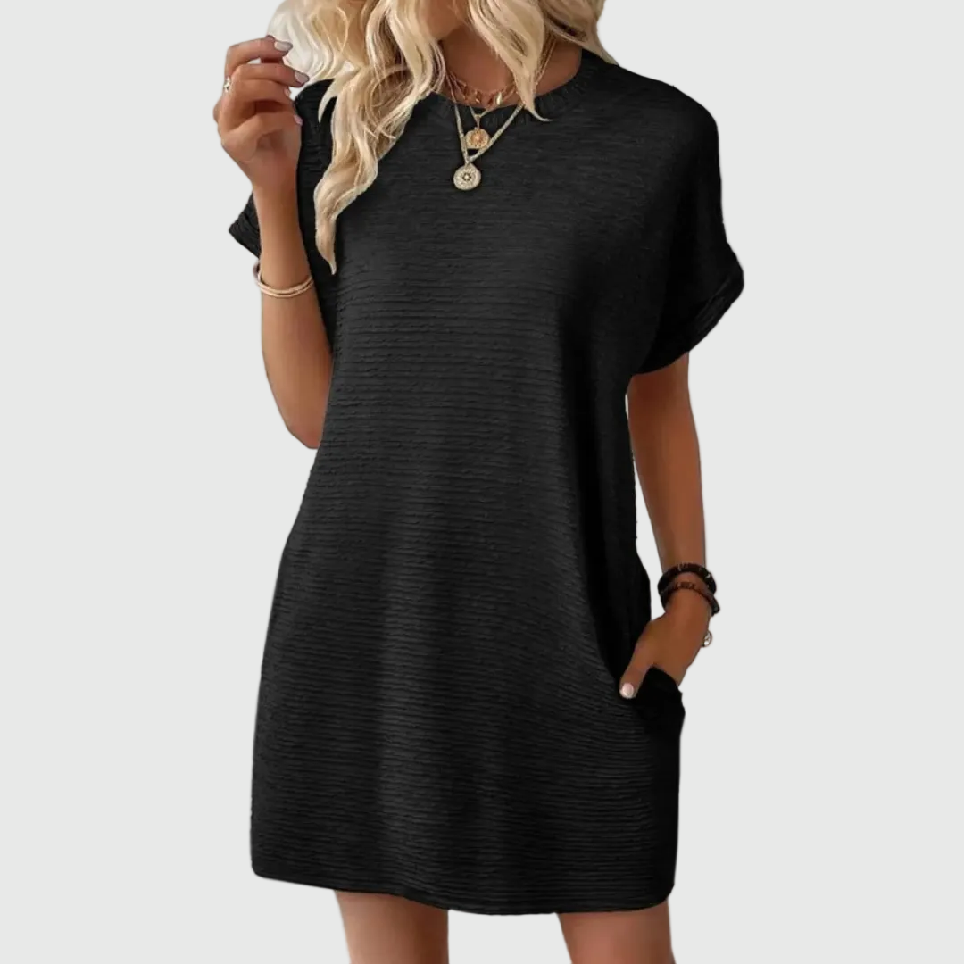 Women's Effortless Casual Minimalist Round-Neck Summer Mini Dress