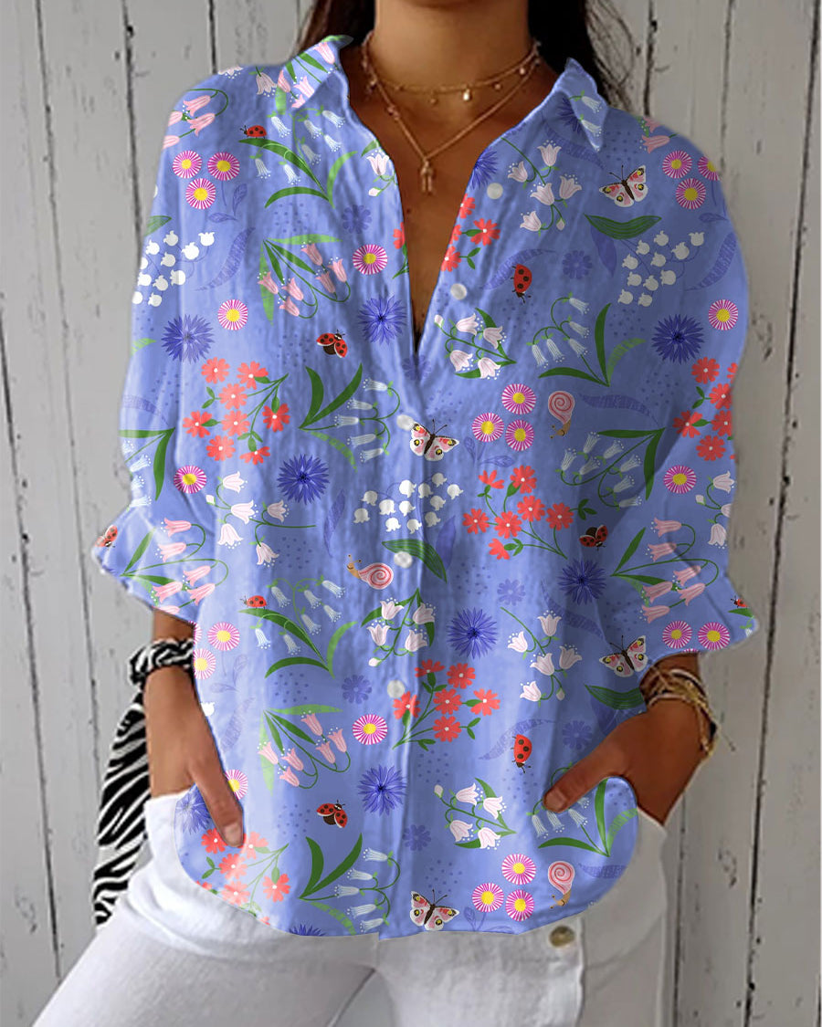 Clothing > Blouses : Felicia | Bloom Meadow Blouse in Purple van DUUWE