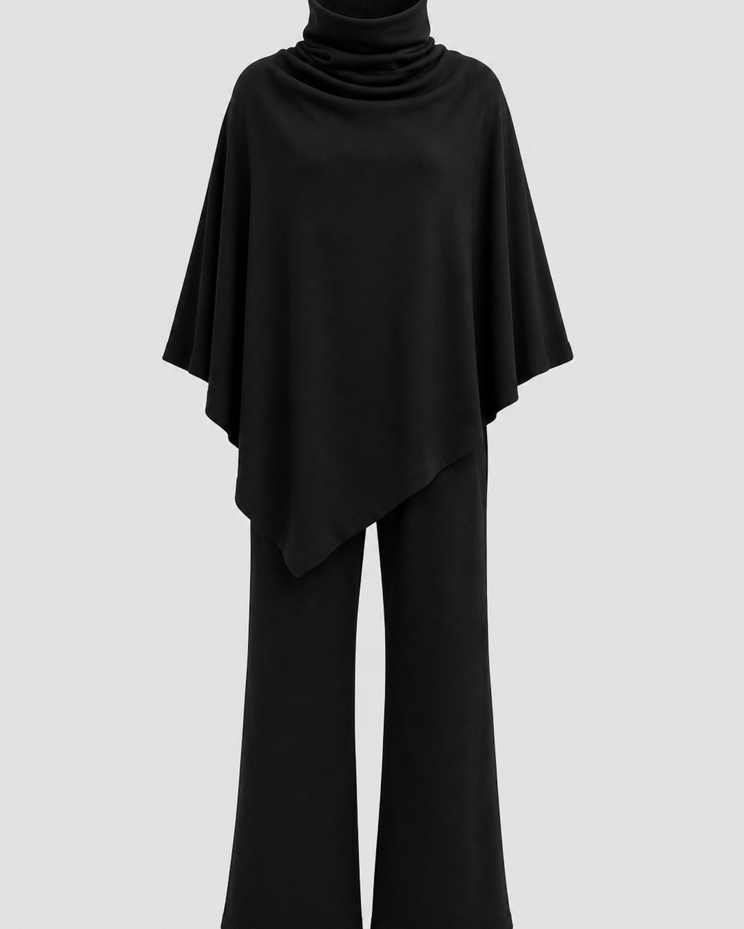 Two-Piece Set : Alyris Women's Two-Piece Poncho Set – Cowl Neck Top & Straight-Leg Pants in van DUUWE
