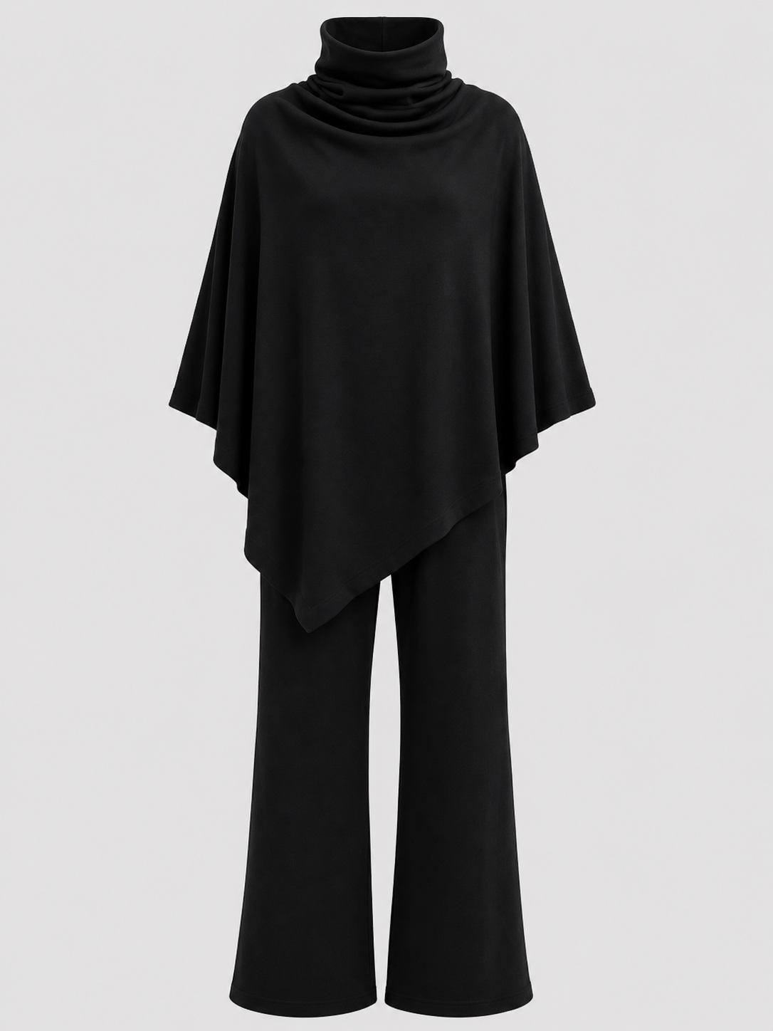 Two-Piece Set : Alyris Women's Two-Piece Poncho Set – Cowl Neck Top & Straight-Leg Pants in van DUUWE