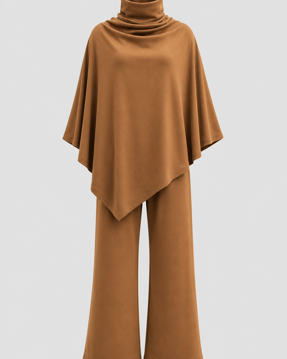 Two-Piece Set : Alyris Women's Two-Piece Poncho Set – Cowl Neck Top & Straight-Leg Pants in van DUUWE