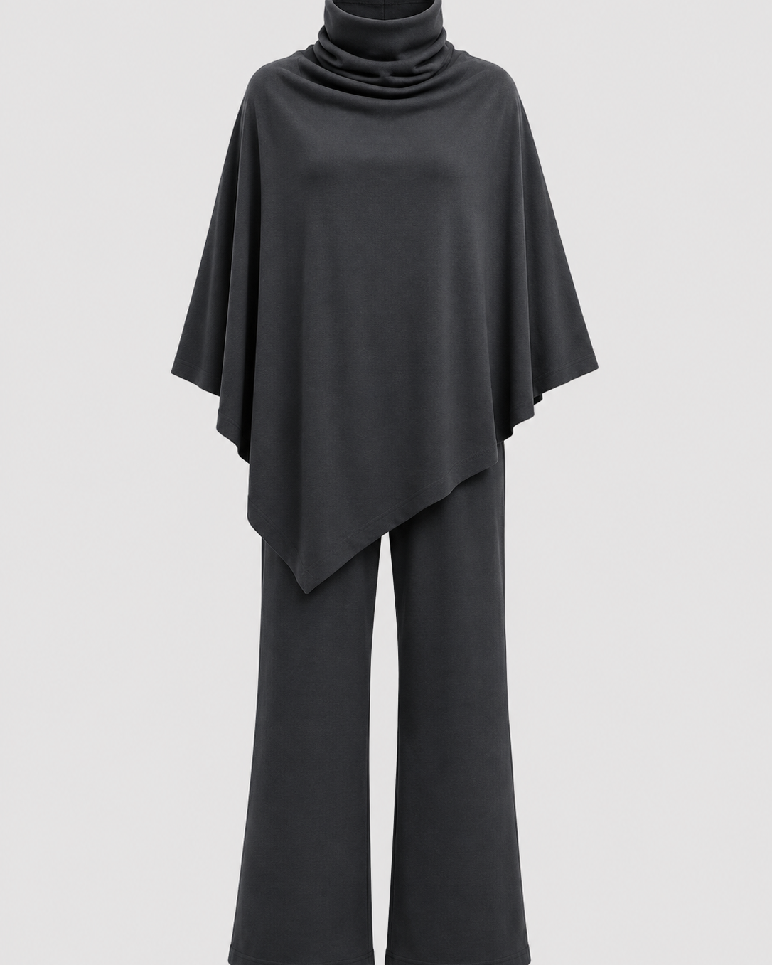 Two-Piece Set : Alyris Women's Two-Piece Poncho Set – Cowl Neck Top & Straight-Leg Pants in van DUUWE