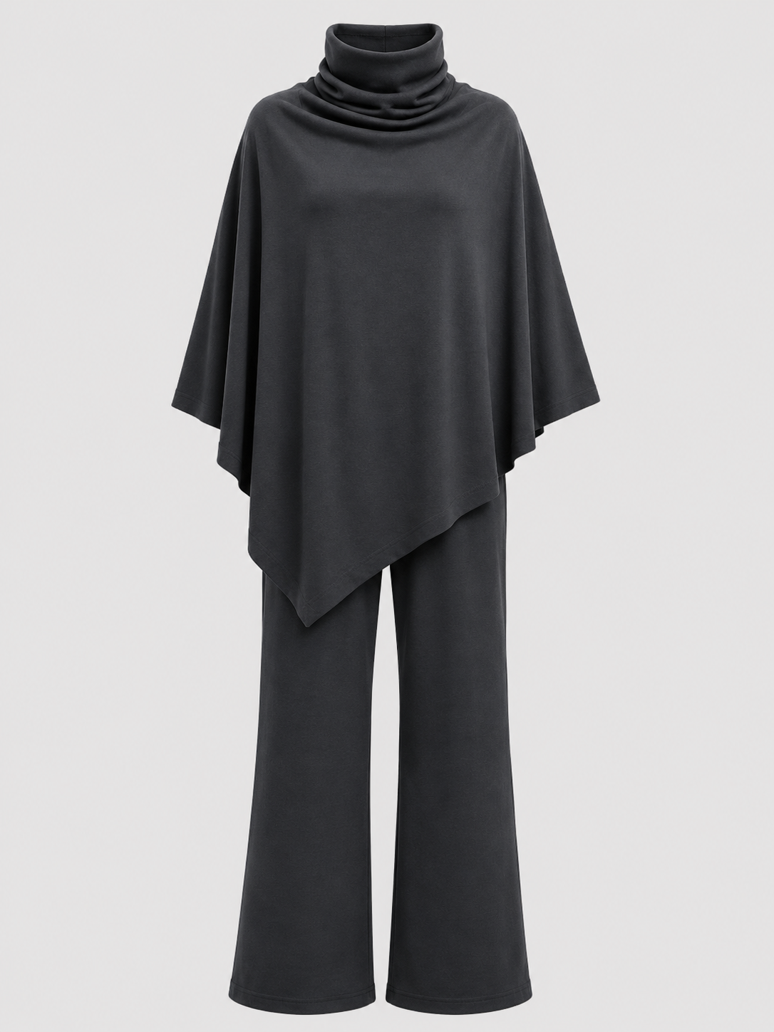 Two-Piece Set : Alyris Women's Two-Piece Poncho Set – Cowl Neck Top & Straight-Leg Pants in van DUUWE