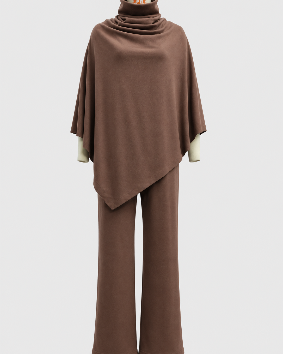 Two-Piece Set : Alyris Women's Two-Piece Poncho Set – Cowl Neck Top & Straight-Leg Pants in van DUUWE