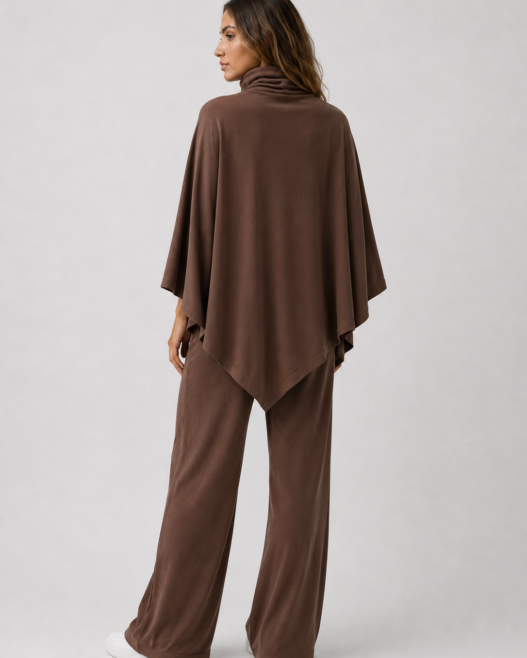Two-Piece Set : Alyris Women's Two-Piece Poncho Set – Cowl Neck Top & Straight-Leg Pants in van DUUWE