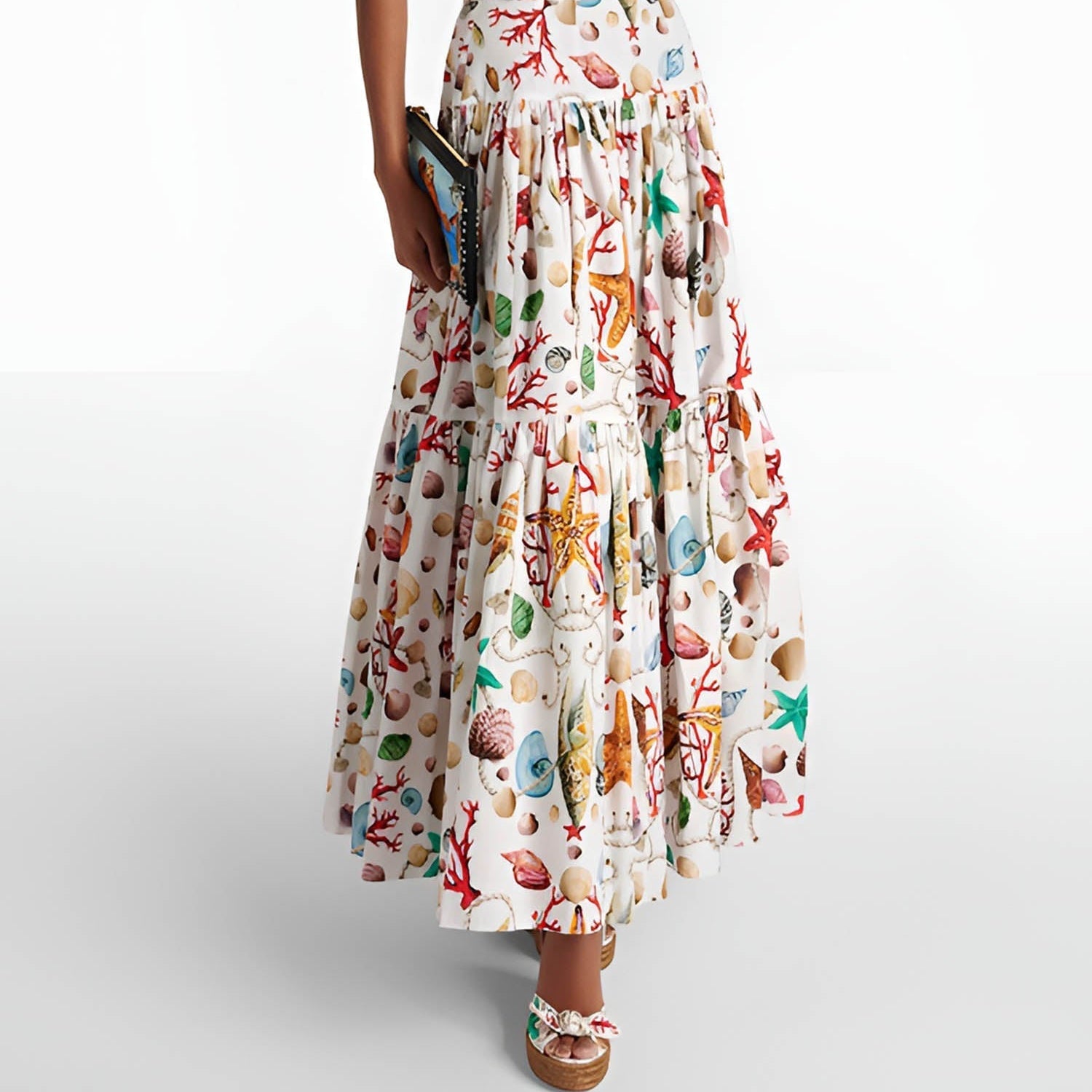 Women's Printed Pleated Skirt Coordinate Set - Effortless Chic in