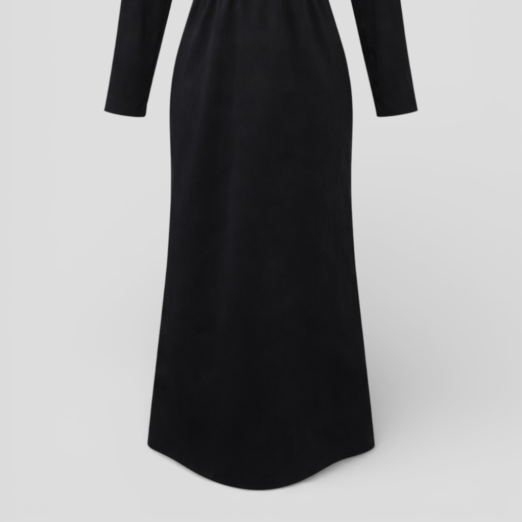 Women's Simple and Elegant Maxi Polyester Dress with Bow Tie