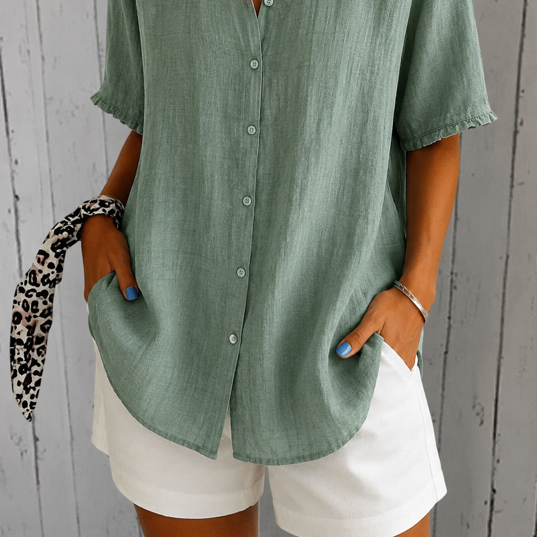 #1222 Khloe : Khloe | Elegant Blouse in Green van DUUWE