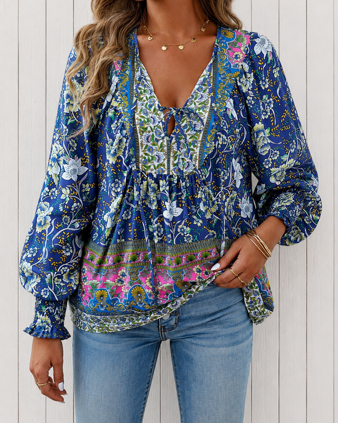 Clothing > Blouses : Audry™ | Elegant Blouse in Blue van DUUWE