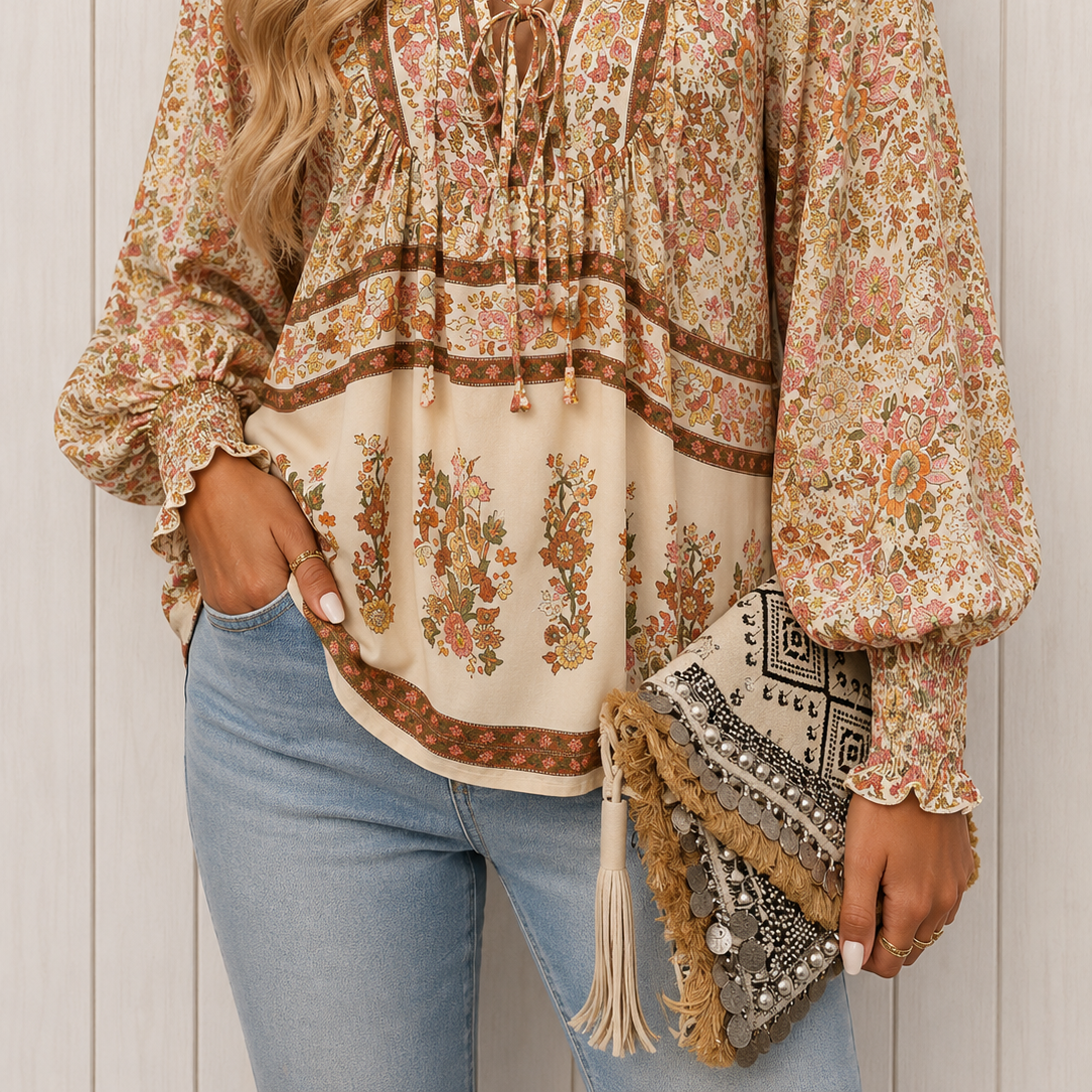 Clothing > Blouses : Audry™ | Elegant Blouse in Apricot van DUUWE