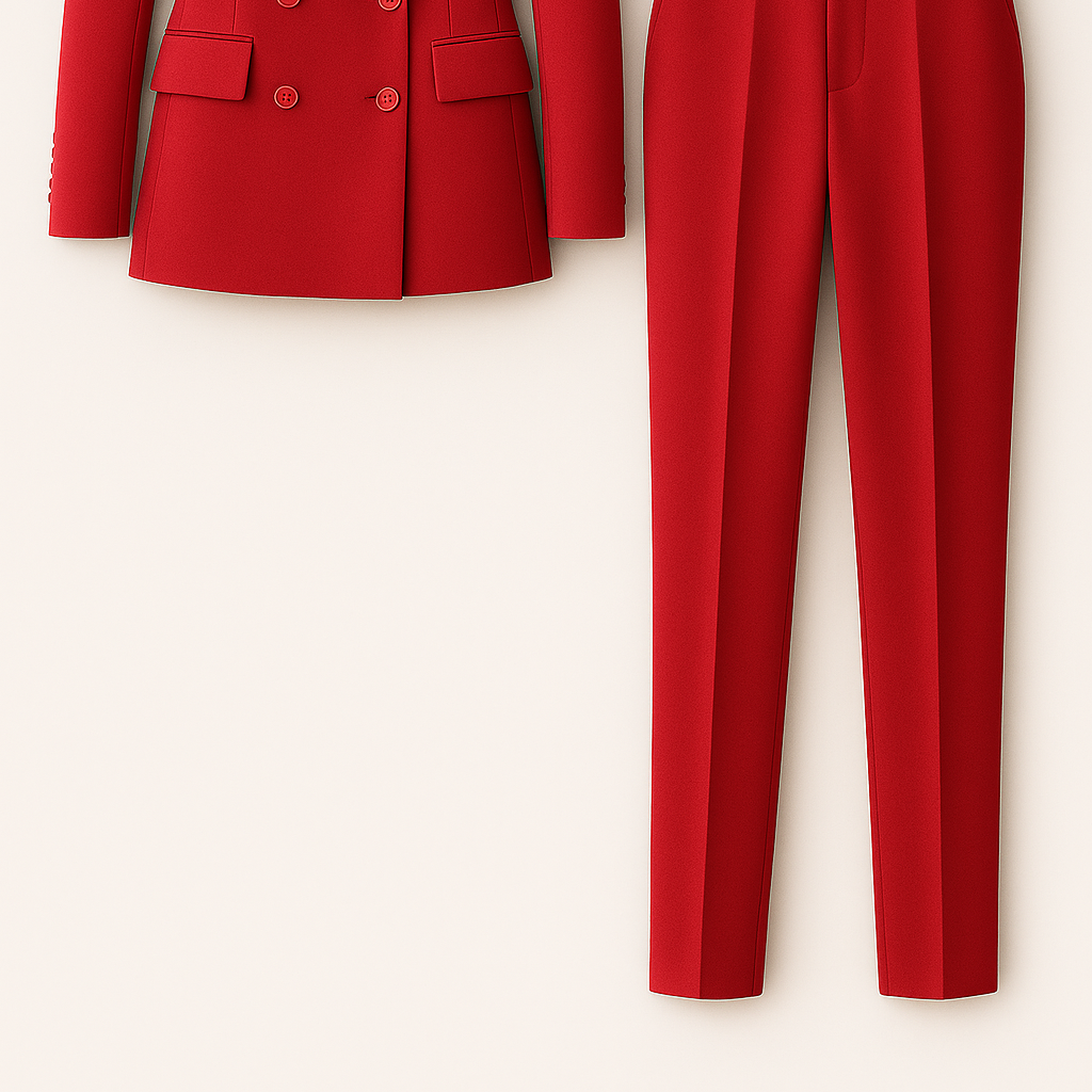 Womens Pink Two-Piece Suit Set - Double-Breasted Blazer Trouser Workwear