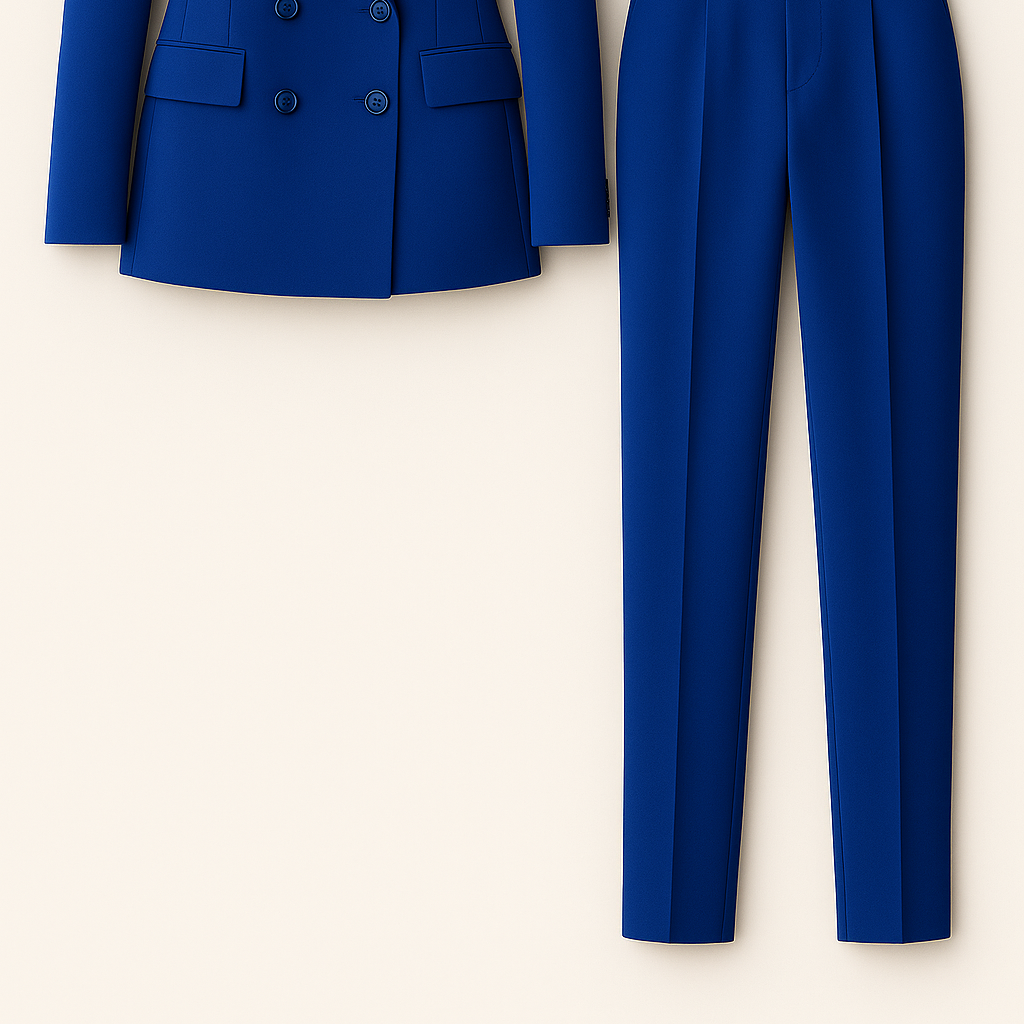 Womens Pink Two-Piece Suit Set - Double-Breasted Blazer Trouser Workwear