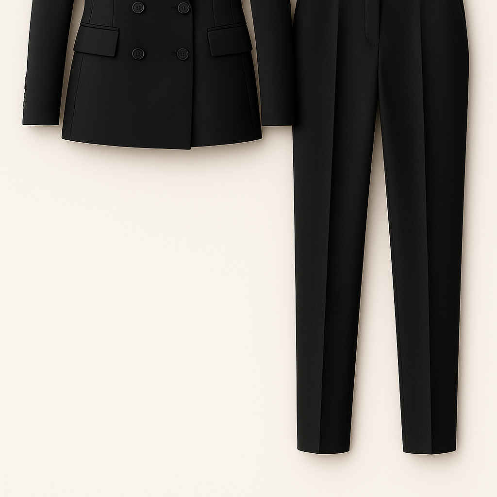 Womens Pink Two-Piece Suit Set - Double-Breasted Blazer Trouser Workwear