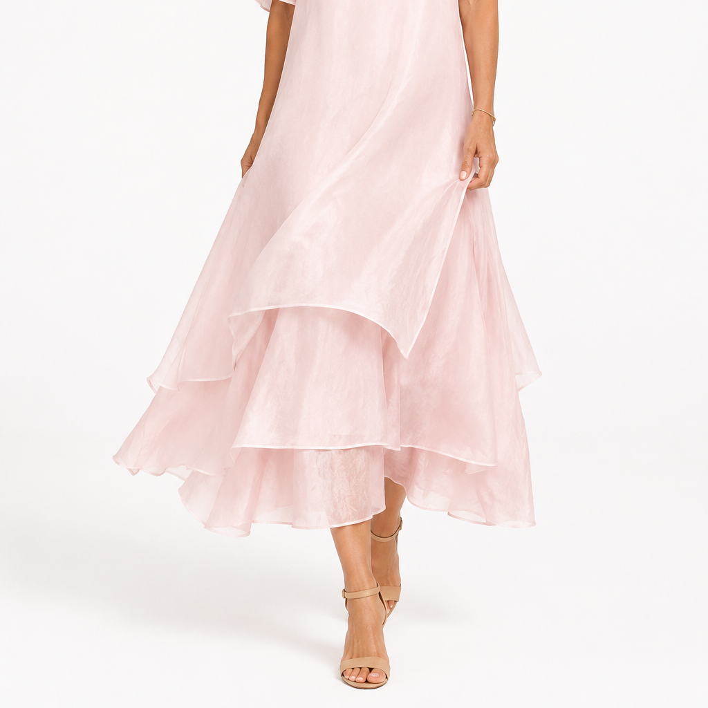 Dresses : Elegant Women's Dress - Flowing Fit, Timeless Style & Comfort in Pink (Almost sold out) van DUUWE