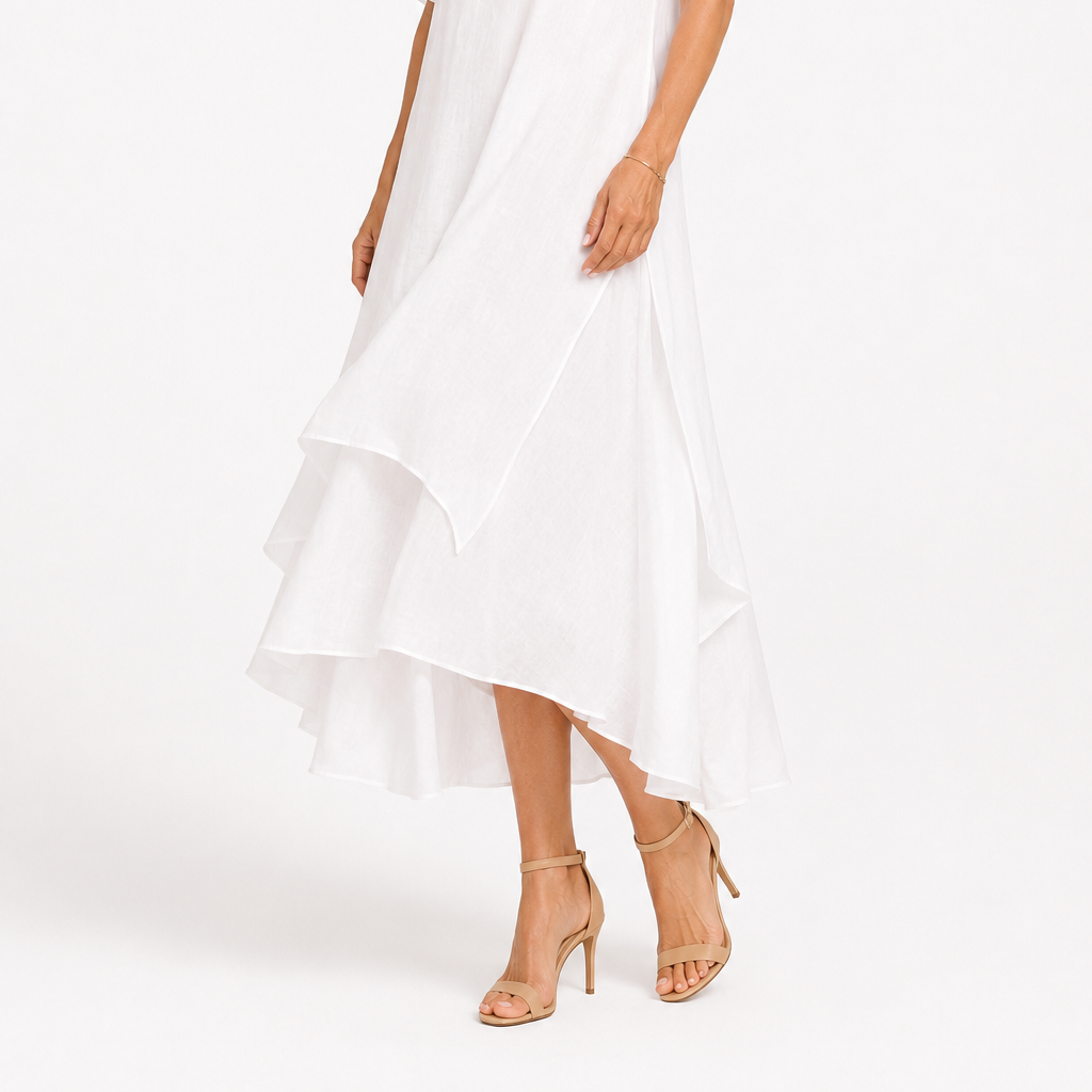 Dresses : Elegant Women's Dress - Flowing Fit, Timeless Style & Comfort in White van DUUWE