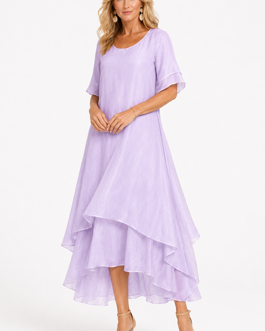 Dresses : Elegant Women's Dress - Flowing Fit, Timeless Style & Comfort in Purple van DUUWE
