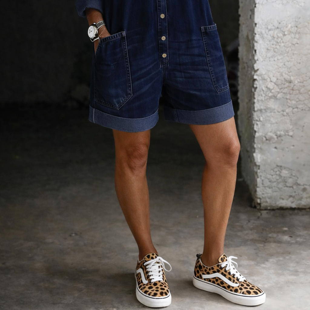 Celia | Denim Jumpsuit Shorts