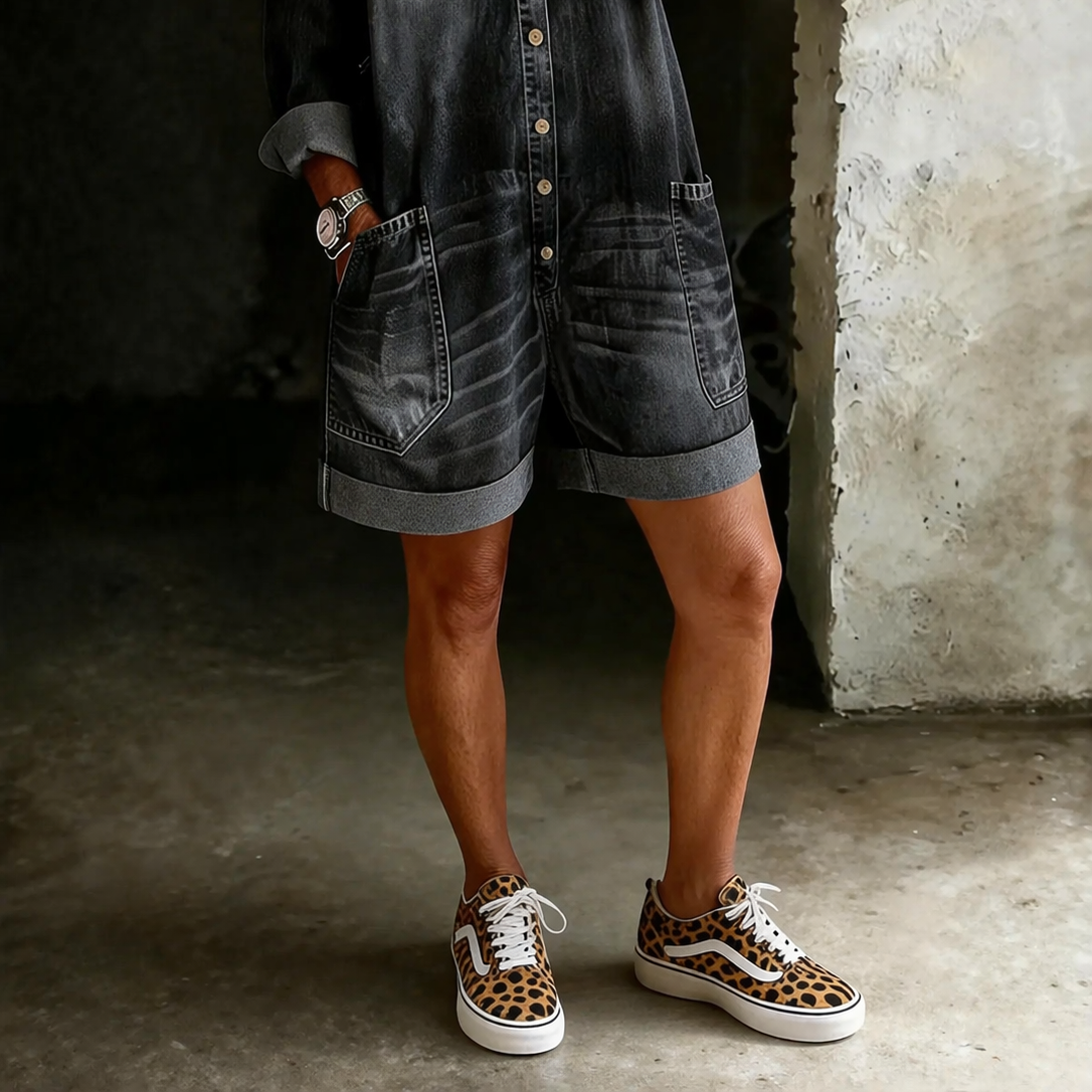 Celia | Denim Jumpsuit Shorts