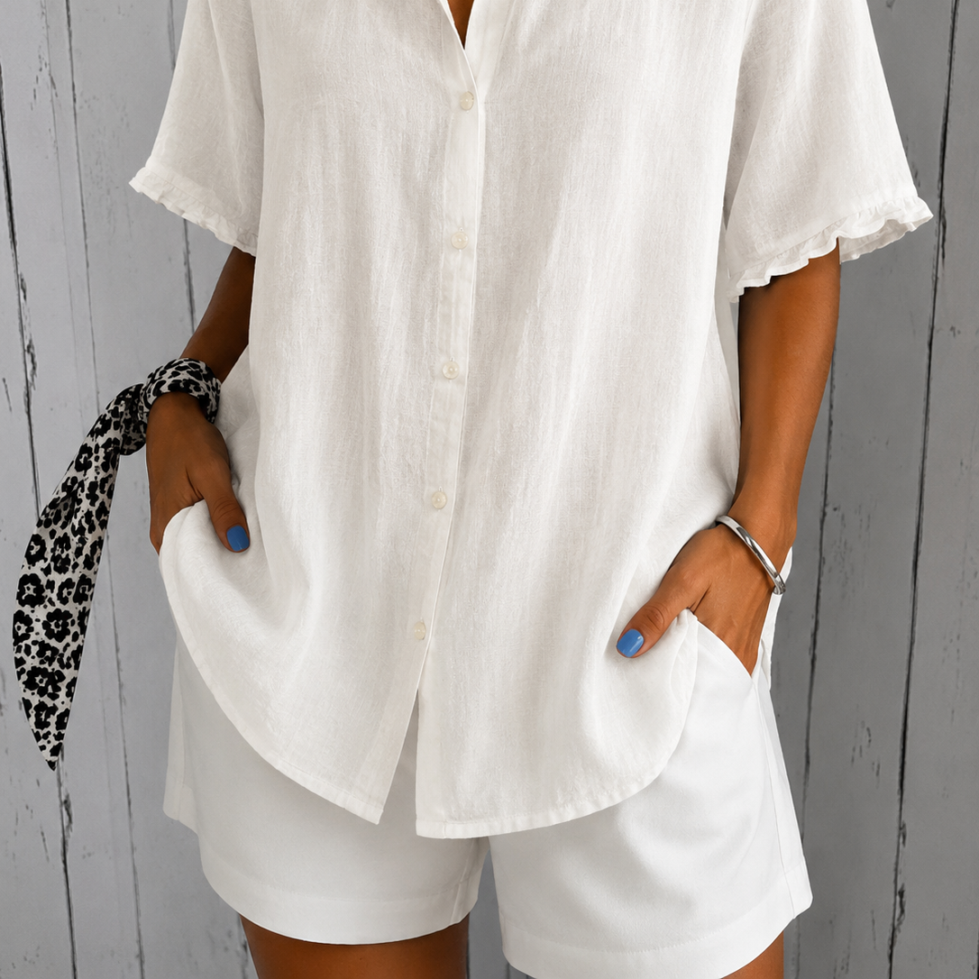 #1222 Khloe : Khloe | Elegant Blouse in White van DUUWE