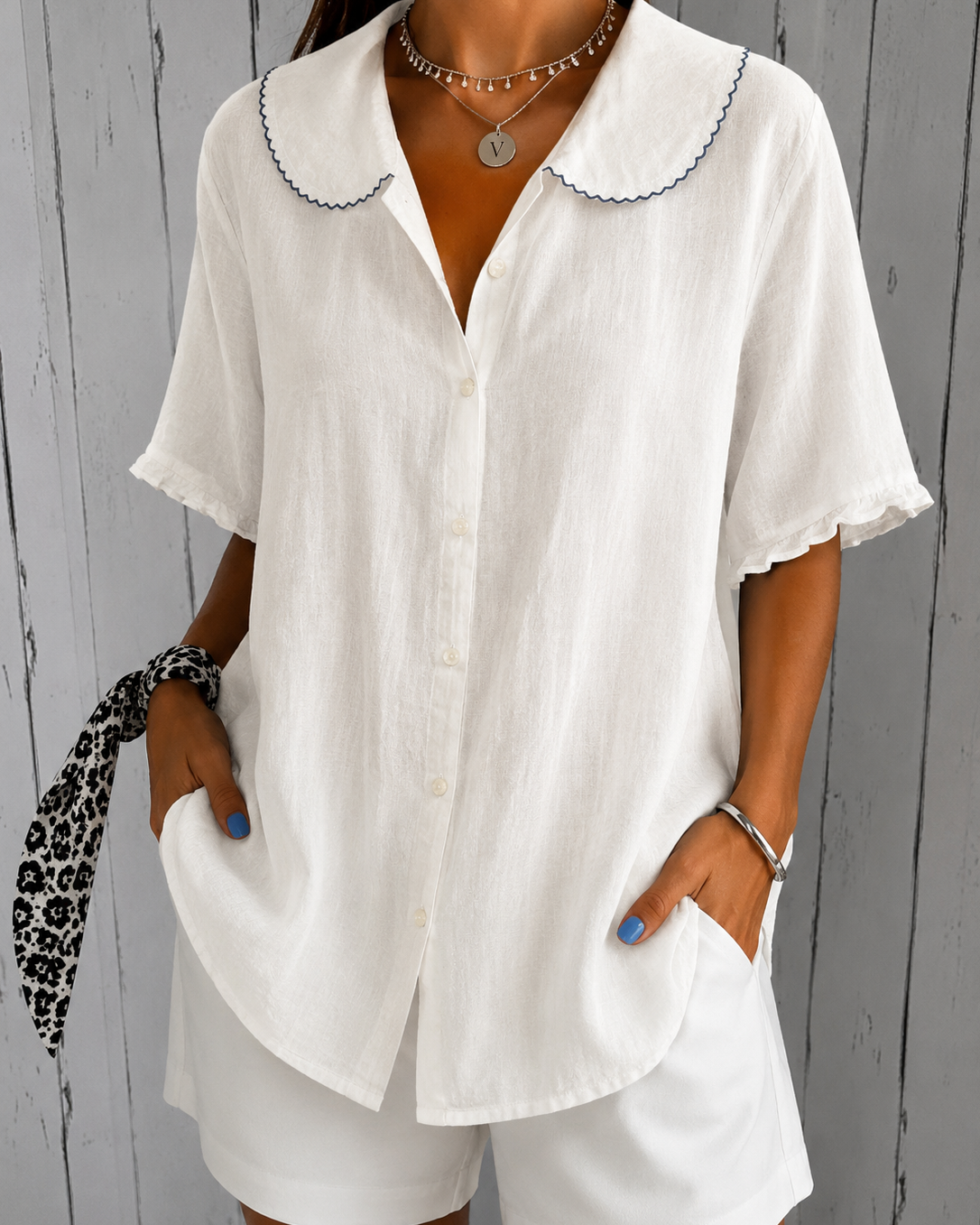 #1222 Khloe : Khloe | Elegant Blouse in White van DUUWE