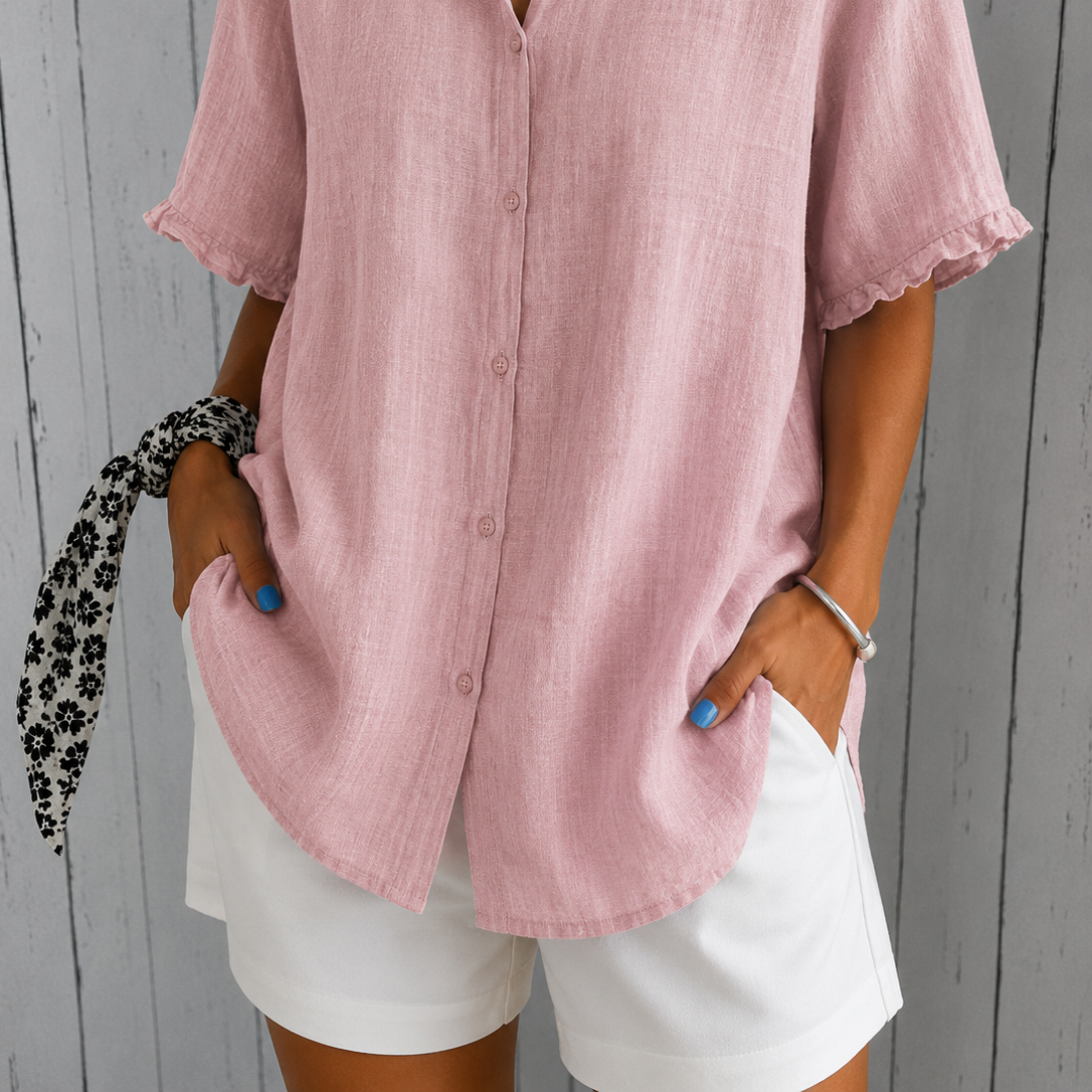 #1222 Khloe : Khloe | Elegant Blouse in Pink van DUUWE