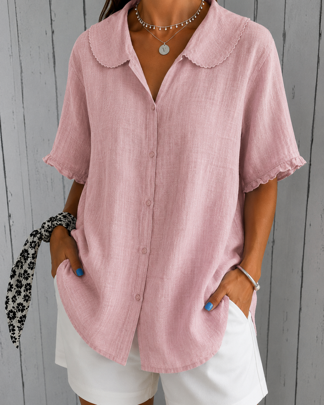 #1222 Khloe : Khloe | Elegant Blouse in Pink van DUUWE