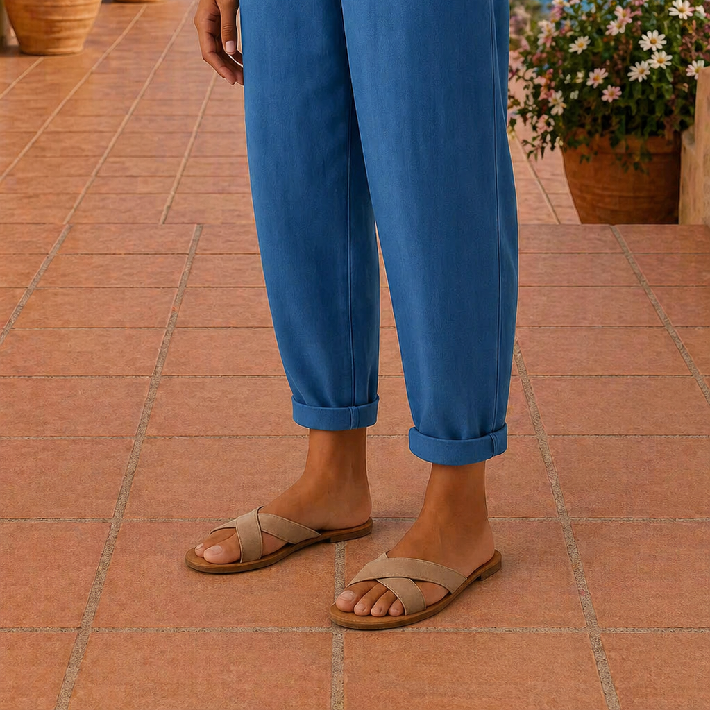 Clothing > Pants : Sienna | Relaxed Linen Wide-Leg Pants in Ocean Navy van Cow Clothing