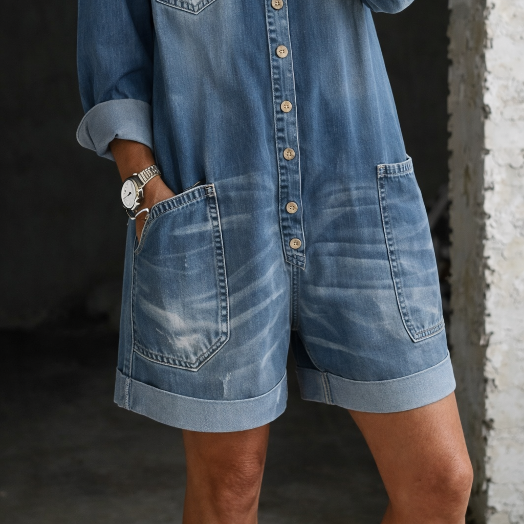 Celia | Denim Jumpsuit Shorts